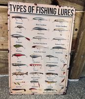 Vintage metal Fishing Lures sign